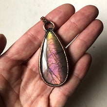 Load image into Gallery viewer, Large Labradorite Teardrop Necklace (Pinkish Purple)- Ready to Ship