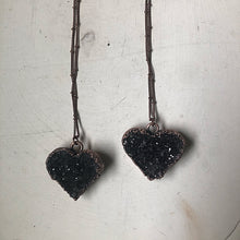 Load image into Gallery viewer, Dark Amethyst Druzy Heart Necklace - Snow Moon Collection