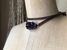 Load image into Gallery viewer, Amethyst Cluster and Leather Wrap Bracelet/Choker (small)- Made to Order