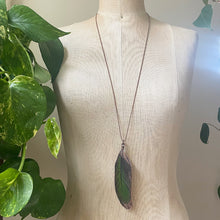 Load image into Gallery viewer, Electroformed Green Macaw Feather Necklace #2- Ready to Ship
