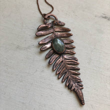 Load image into Gallery viewer, Electroformed Fern with Polished Green Kyanite Necklace #1
