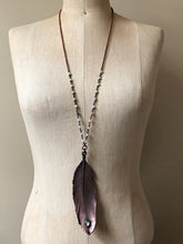 Load image into Gallery viewer, Electroformed Feather and Labradorite Necklace #2 - Moksha Collection
