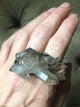 Load image into Gallery viewer, Raw Smoky Quartz Cluster Two Finger Ring - (Super Blood Wolf Moon)