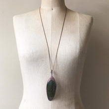 Load image into Gallery viewer, Electroformed Green Macaw Feather Necklace #2- Ready to Ship