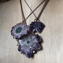 Load image into Gallery viewer, Amethyst Stalactite Slice Necklace - Snow Moon Collection