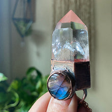 Load image into Gallery viewer, Clear Quartz & Labradorite Blue Moon Necklace