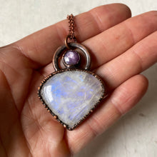 Load image into Gallery viewer, Rainbow Moonstone & Pink Sapphire Necklace
