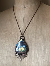 Load image into Gallery viewer, Labradorite Tear Drop Necklace with Clear Quartz Points - Spring Equinox Collection