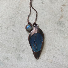 Load image into Gallery viewer, Small Macaw Feather & Rainbow Moonstone Necklace - Ready to Ship