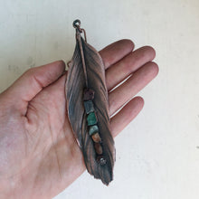 Load image into Gallery viewer, Electroformed Feather Necklace with Raw Chakra Stones #4 - Ready to Ship