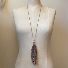 Load image into Gallery viewer, Electroformed Feather Necklace with Raw Chakra Stones - Ready to Ship