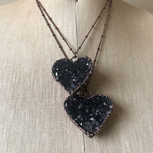 Load image into Gallery viewer, Dark Amethyst Druzy Heart Necklace - Snow Moon Collection