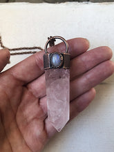 Load image into Gallery viewer, Rose Quartz Point with Rainbow Moonstone Necklace - Ready to Ship