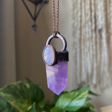 Load image into Gallery viewer, Amethyst Polished Point &amp; Rainbow Moonstone Necklace #1 - Ready to Ship
