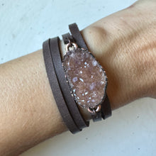 Load image into Gallery viewer, Ametrine Druzy and Leather Wrap Bracelet/Choker #2