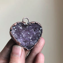 Load image into Gallery viewer, Dark Amethyst Druzy Heart Necklace #7 - Ready to Ship