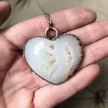 Load image into Gallery viewer, White Agate Druzy “Broken Open” Heart Necklace #2 - Ready to Ship