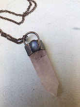 Load image into Gallery viewer, Rose Quartz Point with Rainbow Moonstone Necklace - Ready to Ship