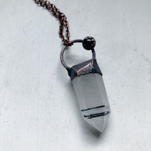 Load image into Gallery viewer, Tourmilinated Quartz Point & Grey Moonstone Necklace