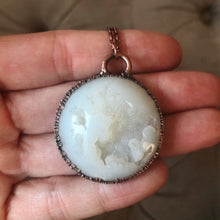 Load image into Gallery viewer, White Agate Druzy Full Moon Necklace - Ready to Ship