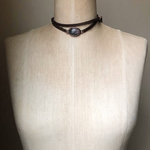 Load image into Gallery viewer, Labradorite and Leather Wrap Bracelet/Choker #1