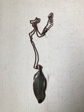 Load image into Gallery viewer, Electroformed Green Macaw Feather Necklace #1 - Ready to Ship