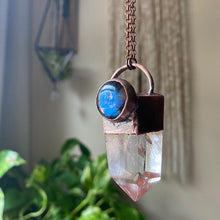 Load image into Gallery viewer, Clear Quartz & Labradorite Blue Moon Necklace