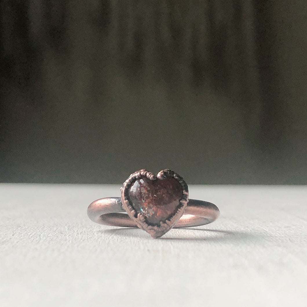 Sunstone Heart Ring - #2 (Size 7) - Ready to Ship