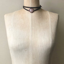 Load image into Gallery viewer, Rose Quartz Hexagon and Leather Wrap Bracelet/Choker - Ready to Ship