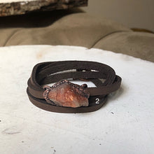 Load image into Gallery viewer, Raw Sunstone and Leather Wrap Bracelet/Choker - Made to Order