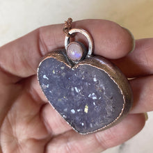 Load image into Gallery viewer, Amethyst Druzy “Broken Open” Heart Necklace with Rainbow Moonstone #1 - Ready to Ship