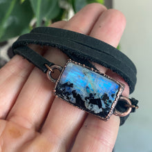 Load image into Gallery viewer, Rainbow Moonstone & Leather Wrap Bracelet/Choker - Ready to Ship