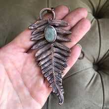 Load image into Gallery viewer, Electroformed Fern with Polished Green Kyanite Necklace #2