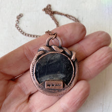 Load image into Gallery viewer, Hypersthene, Clear Quartz Druzy & Sculpted Snake Black Moon Lilith Necklace - Ready to Ship