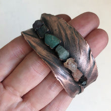 Load image into Gallery viewer, Electroformed Feather Cuff with Raw Chakra Stones #2 - Ready to Ship