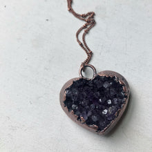 Load image into Gallery viewer, Dark Amethyst Druzy Heart Necklace #2 - Ready to Ship