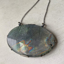 Load image into Gallery viewer, Labradorite New Moon Necklace #3 - Sterling Silver