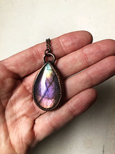 Load image into Gallery viewer, Medium Labradorite Teardrop Necklace (Pinkish Purple)- Ready to Ship