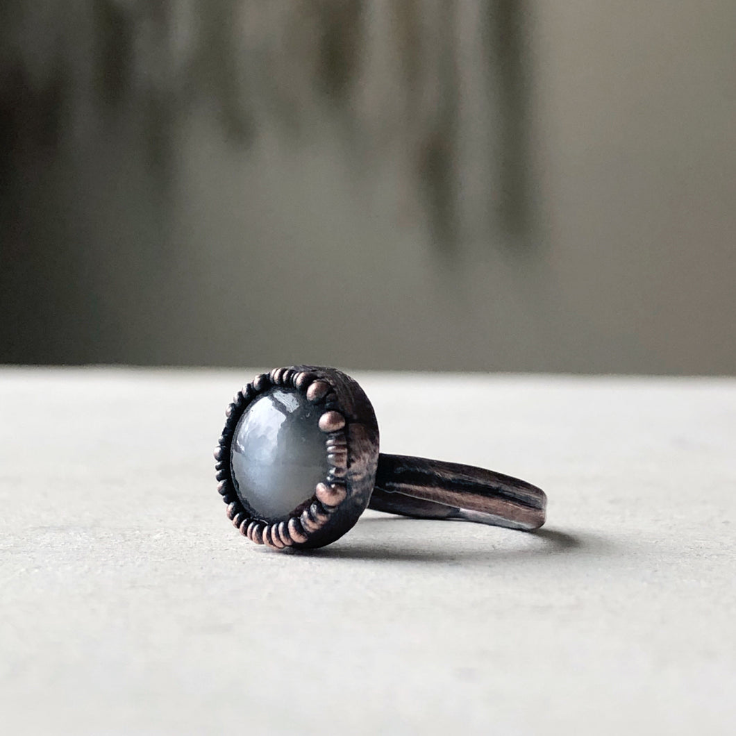 Grey Moonstone Ring - Round #2 (Size 4.5) - Ready to Ship