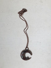 Load image into Gallery viewer, Moss Agate Crescent Moon with Druzy Accentl Necklace #1 - Ready to Ship