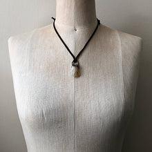 Load image into Gallery viewer, Raw Citrine Necklace on Adjustable Brown Leather Lace #1 (Icarus Soaring)
