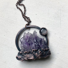 Load image into Gallery viewer, Amethyst Cluster with Grey Moonstone Necklace #1 - Ready to Ship