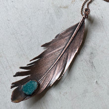 Load image into Gallery viewer, Electroformed Feather with Raw Amazonite Necklace - Ready to Ship