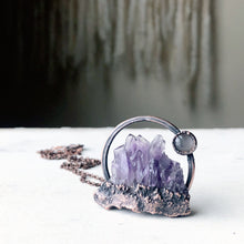 Load image into Gallery viewer, Amethyst Cluster with Grey Moonstone Necklace #1 - Ready to Ship