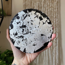 Load image into Gallery viewer, Large Silver Crescent Moon Scrying Mirror with Clear Quartz Cluster - Ready to Ship