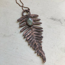Load image into Gallery viewer, Electroformed Fern with Polished Green Kyanite Necklace #2