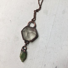 Load image into Gallery viewer, Clear Quartz Hexagon & Raw Green Kyanite Necklace