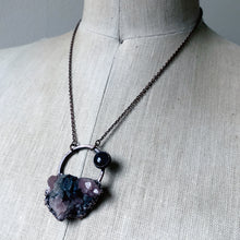 Load image into Gallery viewer, Pink & Grey Amethyst Necklace with Grey Moonstone