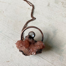 Load image into Gallery viewer, Pink Amethyst Cluster with Rainbow Moonstone Necklace #2