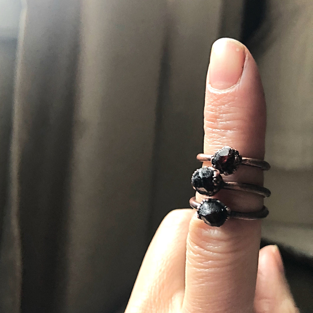 Small Raw Garnet Stacking Ring - (Super Blood Wolf Moon)